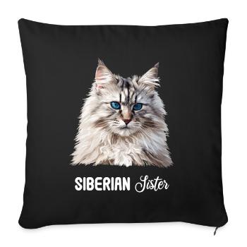 Siberian Cat Sibirische Katze - Sofa pillowcase 17,3'' x 17,3'' (45 x 45 cm) - black - Front