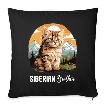 Chat Sibérien Sibirische Katze - Housse de coussin décorative 45 x 45 cm - noir - Devant