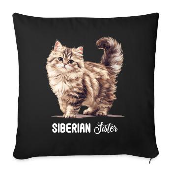 Siberian Cat Sibirische Katze - Sofa pillowcase 17,3'' x 17,3'' (45 x 45 cm) - black - Front