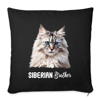 Siberian Cat Sibirische Katze - Sofa pillowcase 17,3'' x 17,3'' (45 x 45 cm) - black - Front