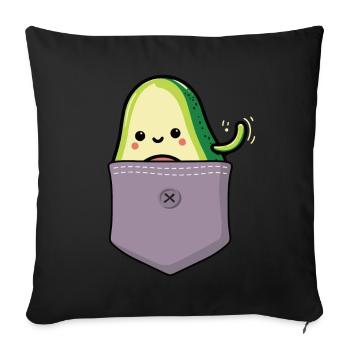 Avocado Guacamole Vegan Gift - Sofa pillowcase 17,3'' x 17,3'' (45 x 45 cm) - black - Front