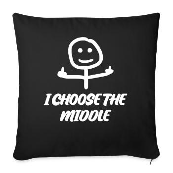 Sarcasme du majeur misanthrope - Housse de coussin décorative 45 x 45 cm - noir - Devant