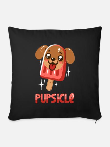 Hund-Eis am Stiel - Sofakissenbezug 45 x 45 cm - Schwarz