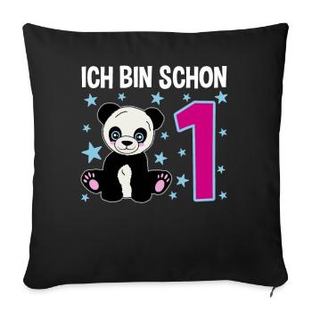 Panda Darling – 1 Year of Pure Joy - Sofa pillowcase 17,3'' x 17,3'' (45 x 45 cm) - black - Front