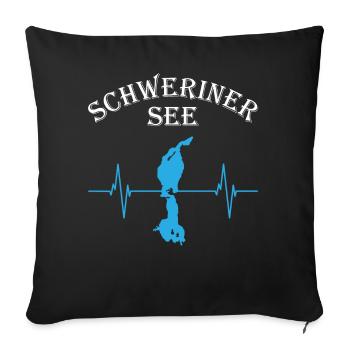 Heartbeat Lake Schwerin - Sofa pillowcase 17,3'' x 17,3'' (45 x 45 cm) - black - Front