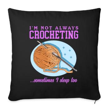 Crochet Crochet Crochet Yarn Crochet Gift - Sofa pillowcase 17,3'' x 17,3'' (45 x 45 cm) - black - Front