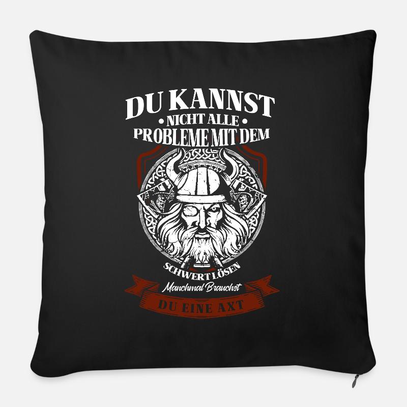 Wikinger Tshirt Viking Valhalla Walhalla Gott Odin - Sofakissenbezug 45 x 45 cm - Schwarz