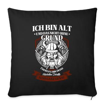 Wikinger Tshirt Viking Valhalla Walhalla Gott Odin - Sofakissenbezug 45 x 45 cm - Schwarz - Vorne
