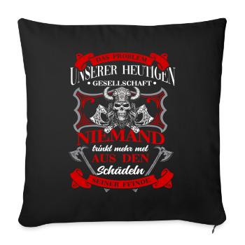 Viking Tshirt Viking Valhalla Valhalla God Odin - Sofa pillowcase 17,3'' x 17,3'' (45 x 45 cm) - black - Front
