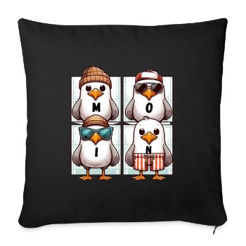 Hamburg Moin Norden Möwe Küste Strand Lustig See - Sofakissenbezug 45 x 45 cm - Schwarz - Vorne