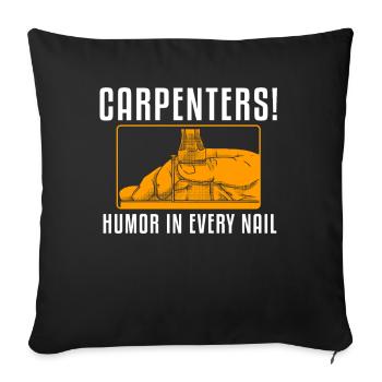 charpentier, charpentier, menuisier, charpentier, - Housse de coussin décorative 45 x 45 cm - noir - Devant