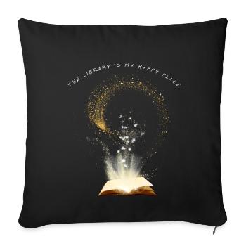 La bibliothèque est mon endroit préféré - Housse de coussin décorative 45 x 45 cm - noir - Devant