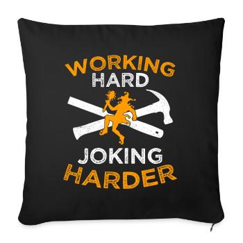 charpentier, charpentier, menuisier, charpentier, - Housse de coussin décorative 45 x 45 cm - noir - Devant