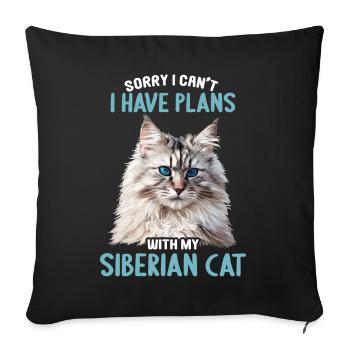 Siberian Cat Sibirische Katze - Sofa pillowcase 17,3'' x 17,3'' (45 x 45 cm) - black - Front