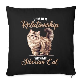 Siberian Cat Sibirische Katze - Sofa pillowcase 17,3'' x 17,3'' (45 x 45 cm) - black - Front