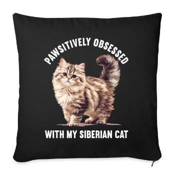 Siberian Cat Sibirische Katze - Sofakissenbezug 45 x 45 cm - Schwarz - Vorne