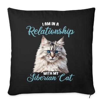 Siberian Cat Sibirische Katze - Sofa pillowcase 17,3'' x 17,3'' (45 x 45 cm) - black - Front