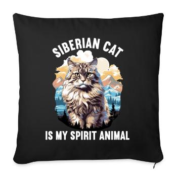 Siberian Cat Sibirische Katze - Sofa pillowcase 17,3'' x 17,3'' (45 x 45 cm) - black - Front