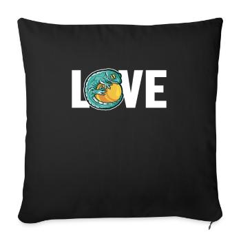 Gecko Love Lézard à crête Gekkota Gecko Expert - Housse de coussin décorative 45 x 45 cm - noir - Devant