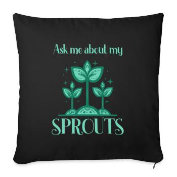 Posez-moi des questions sur mon jardinier de pousses - Housse de coussin décorative 45 x 45 cm - noir - Devant