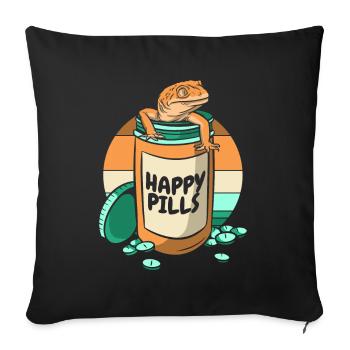 Happy Pills Eidechse Gekkota Schopfleopard Gecko - Sofakissenbezug 45 x 45 cm - Schwarz - Vorne