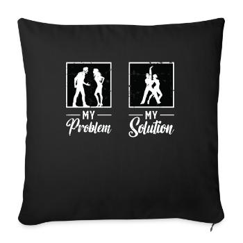 Danseuse de salsa Mon problème Ma solution Pictogramme Maman - Housse de coussin décorative 45 x 45 cm - noir - Devant