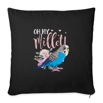 Perruche ondulée - Housse de coussin décorative 45 x 45 cm - noir - Devant