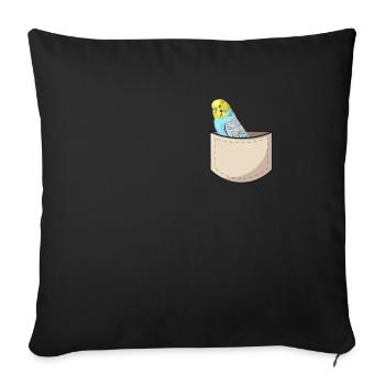 Perruche oiseau animal de compagnie perruche cadeau - Housse de coussin décorative 45 x 45 cm - noir - Devant