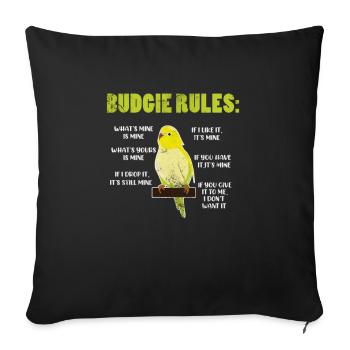 Perruche ondulée - Housse de coussin décorative 45 x 45 cm - noir - Devant