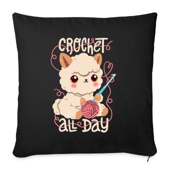 Crochet alpaca - Sofa pillowcase 17,3'' x 17,3'' (45 x 45 cm) - black - Front