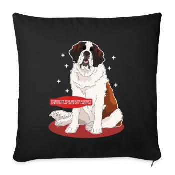 Bernhardiner Frauchen St. Bernhardshunde Geschenk - Sofakissenbezug 45 x 45 cm - Schwarz - Vorne