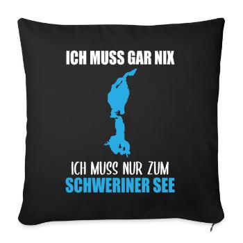 Juste moi et le lac de Schwerin - Housse de coussin décorative 45 x 45 cm - noir - Devant
