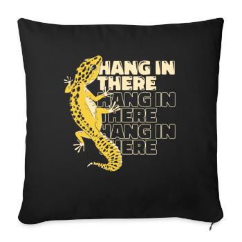 Accrochez-vous à la crête lézard Gekkota léopard gecko - Housse de coussin décorative 45 x 45 cm - noir - Devant