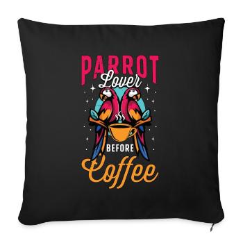 Amoureux des perroquets avant l’amateur de café ornithologue - Housse de coussin décorative 45 x 45 cm - noir - Devant