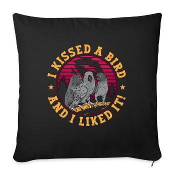 African Grey I Kissed A Bird Ornithologist Parrot - Sofa pillowcase 17,3'' x 17,3'' (45 x 45 cm) - black - Front