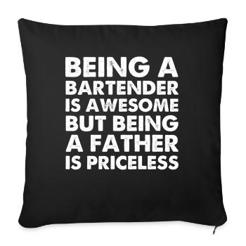 Être barman, c’est génial, mais être père - Housse de coussin décorative 45 x 45 cm - noir - Devant