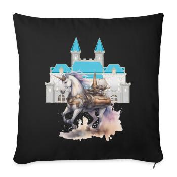 Castle Unicorns Horses Horse Fairy Tale Mythical Creature - Sofa pillowcase 17,3'' x 17,3'' (45 x 45 cm) - black - Front