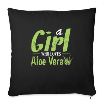 a Girl Who Loves Aloe Vera Medicinal Plant - Sofa pillowcase 17,3'' x 17,3'' (45 x 45 cm) - black - Front