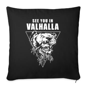 Viking Tshirt Viking Valhalla Valhalla God Odin - Sofa pillowcase 17,3'' x 17,3'' (45 x 45 cm) - black - Front