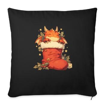Dragon Christmas Dragon Kids - Sofa pillowcase 17,3'' x 17,3'' (45 x 45 cm) - black - Front