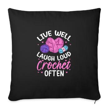 Crochet Knitting Sewing Seamstress Gift - Sofa pillowcase 17,3'' x 17,3'' (45 x 45 cm) - black - Front