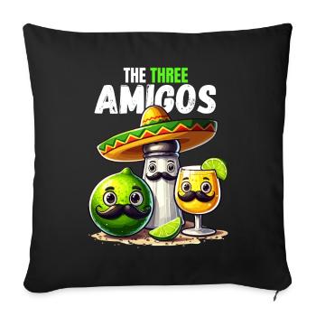 Three Amigos Tequila Limette Salz Mexiko Lustig - Sofakissenbezug 45 x 45 cm - Schwarz - Vorne