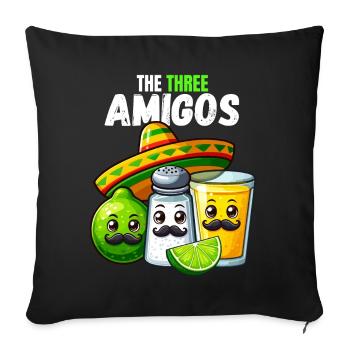 Three Amigos Tequila Limette Salz Sombrero Lustig - Sofakissenbezug 45 x 45 cm - Schwarz - Vorne