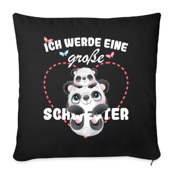 Je vais être une grande sœur en 2025 - Housse de coussin décorative 45 x 45 cm - noir - Devant