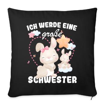Je vais être une grande sœur en 2025 - Housse de coussin décorative 45 x 45 cm - noir - Devant