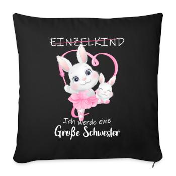 Je vais être une grande sœur en 2025 - Housse de coussin décorative 45 x 45 cm - noir - Devant