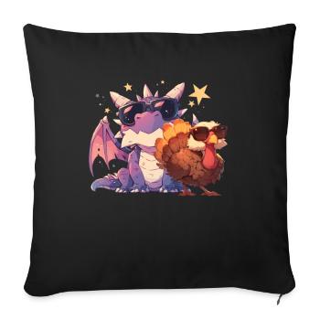 Dragon Thanksgiving Dinde Dragon Enfants - Housse de coussin décorative 45 x 45 cm - noir - Devant