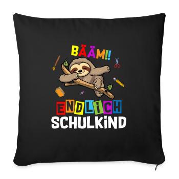 Bääm Finally Schoolchild Sloth School Enrollment - Sofa pillowcase 17,3'' x 17,3'' (45 x 45 cm) - black - Front