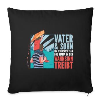 Père et fils, un look de partenaire d’équipe fou - Housse de coussin décorative 45 x 45 cm - noir - Devant