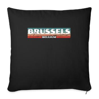 Brussels Belgium Vintage Belgium Retro Belgian - Sofa pillowcase 17,3'' x 17,3'' (45 x 45 cm) - black - Front